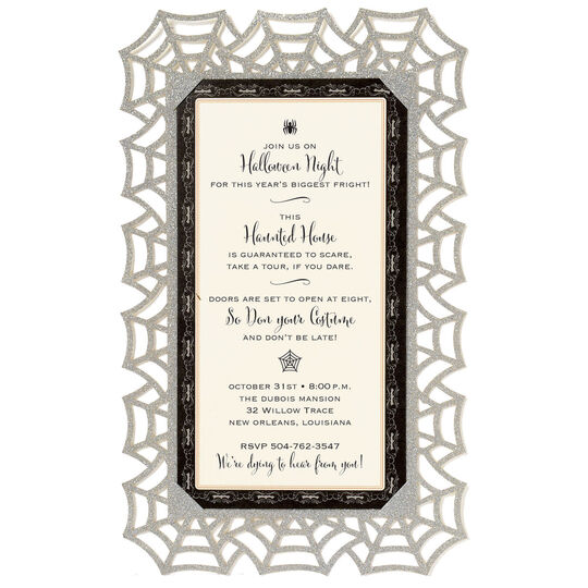 Spider Web Glittered Die-cut Invitations